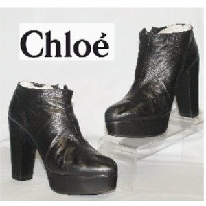 Vampy Chloe Chunky Platform Leather Booties Ankle Boot